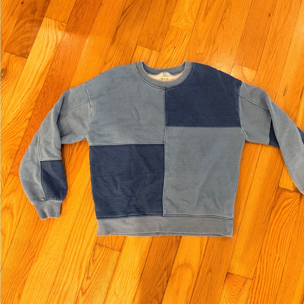 Colorblock Sweater - Blue and Gray